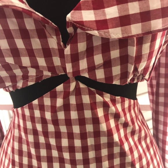Lovers and Friends Gingham Red Mini Dress One Shoulder M - Picture 9 of 16